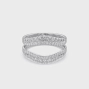 1 ct. t.w Round Lab Created Moissanite Diamond Double Row Pave Set Curved Enhancer Guard Ring In 14K Gold Over Sterling Silver Jewelry (1.00 Cttw), Valentine's Day Gift For Her