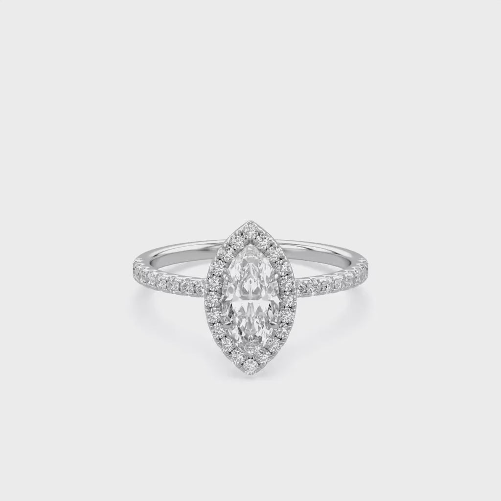 Marquise Frame Halo Engagement Lab Grown Diamond Ring
