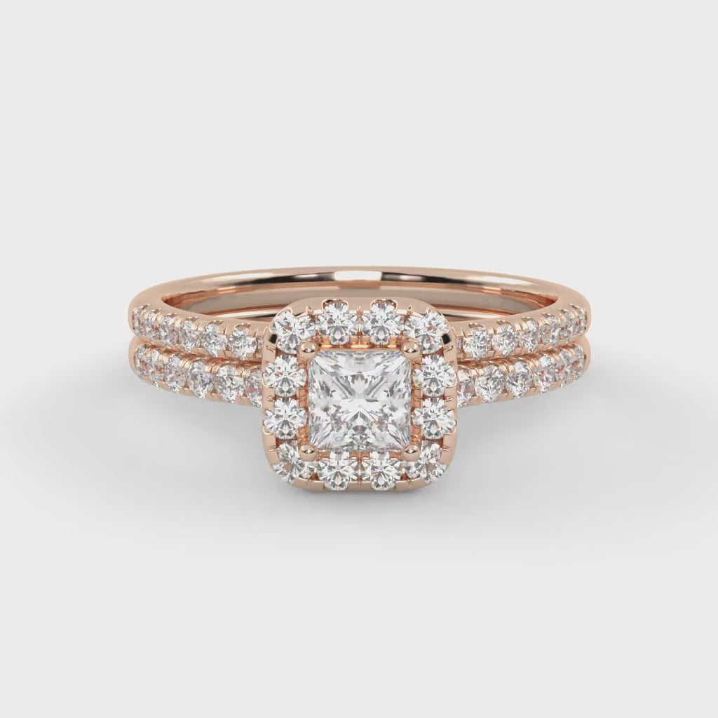 IGI Certified Princess Diamond Bridal Set Ring