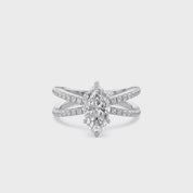 Marquise Cut Criss Cross Lab Grown Diamond Engagement Ring