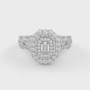 IGI Certified 0.95 Carat Emerald & Round Lab Diamond Ring