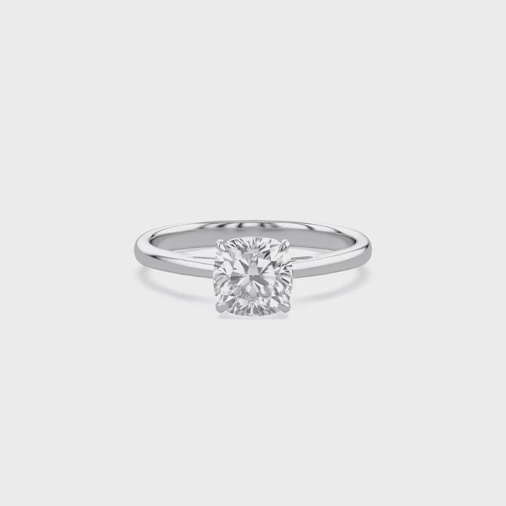 Pear and Round Lab Grown Diamond Hidden Halo Solitaire Engagement Ring