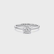Pear and Round Lab Grown Diamond Hidden Halo Solitaire Engagement Ring