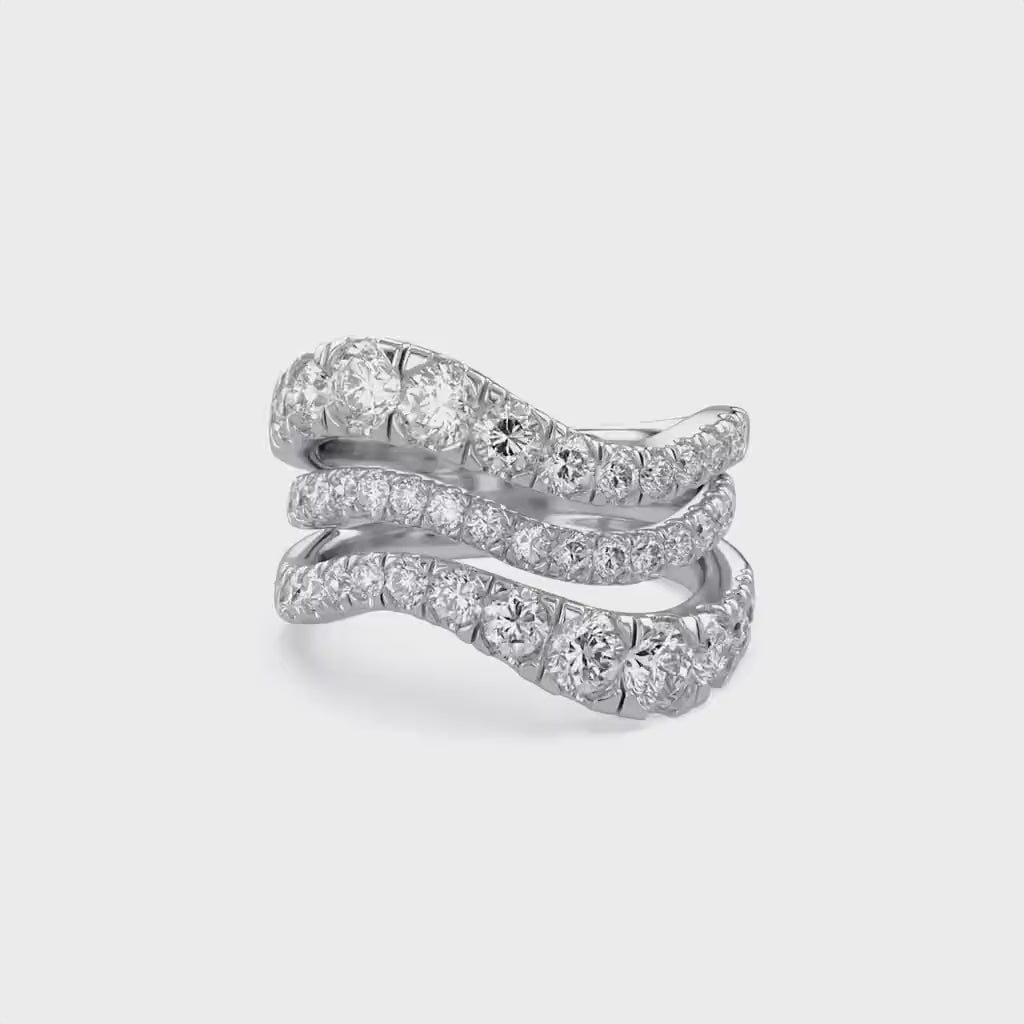 Three Row Wedding Band Ring Lab Grown Diamond