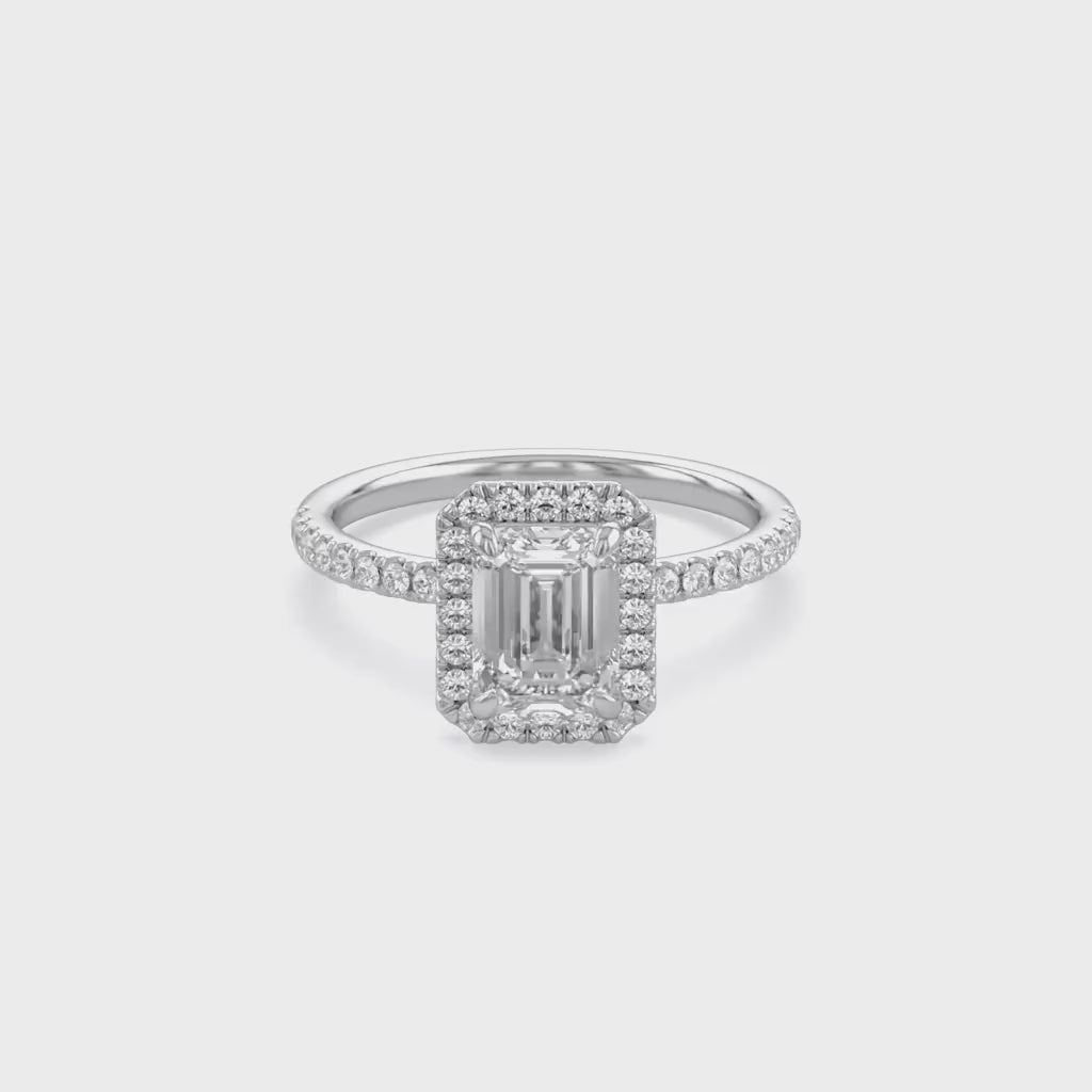 Halo Solitaire Engagement Ring 8X6mm Lab Grown Diamond