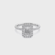 Halo Solitaire Engagement Ring 8X6mm Lab Grown Diamond