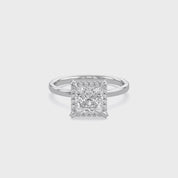 Halo Solitaire Engagement Ring Princess & Round Lab Grown Diamond