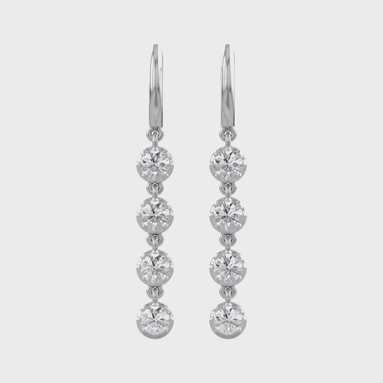 2.00 CT Round Cut Lab Grown Diamond Liner Drop Earrings