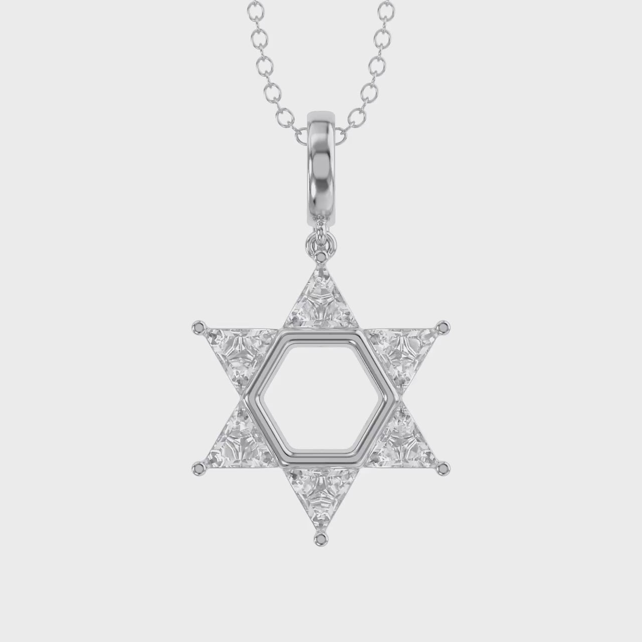 0.90 CTTW Six Triangular Lab-Grown Diamond Star of David Jewish Pendant