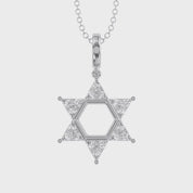 0.90 CTTW Six Triangular Lab-Grown Diamond Star of David Jewish Pendant
