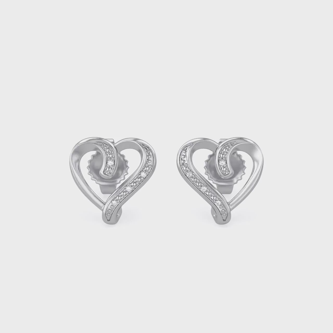 Heart Stud Earrings Lab Grown Diamond