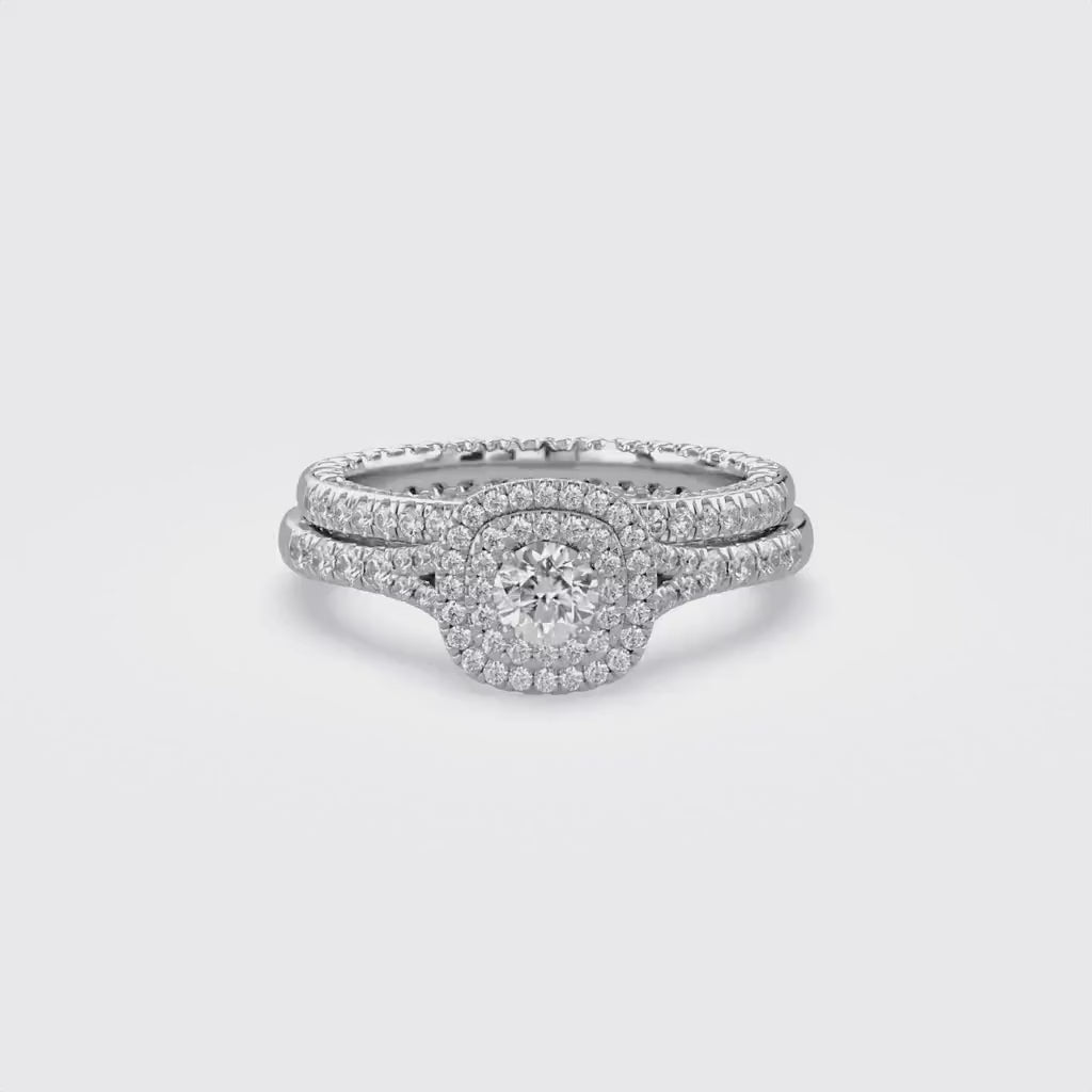 Double Halo Bridal Set Lab Grown Diamond Ring