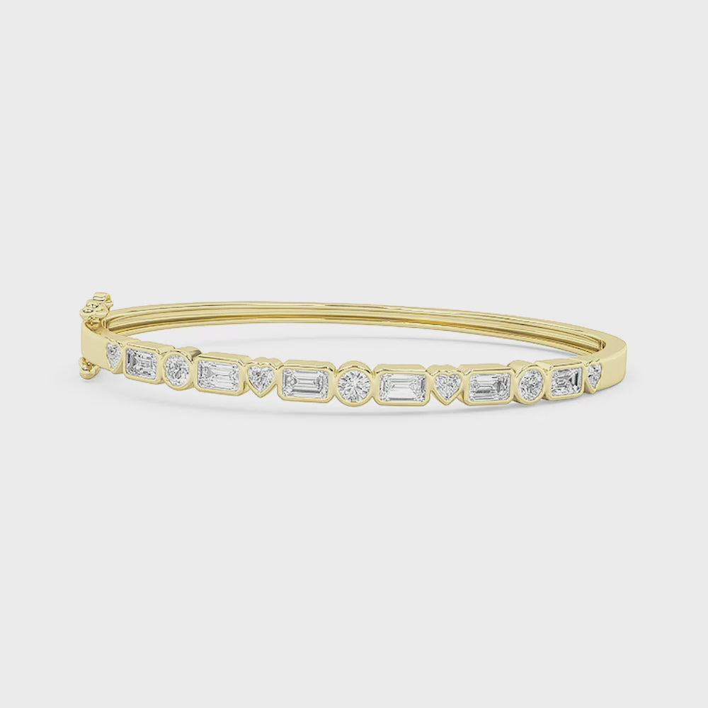 Tennis Bangle Bracelet Multi Shape In Lab Created Moissanite
