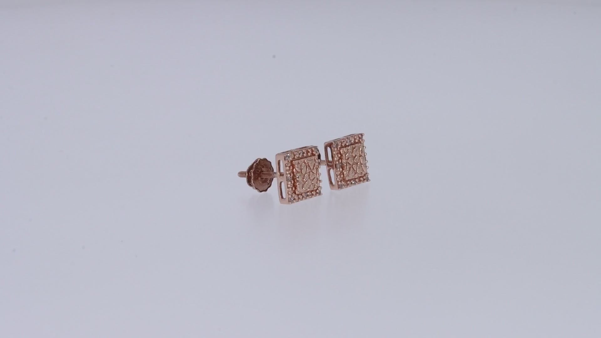 Square Shape Nugget Men's Stud Earring Lab Created Moissanite Diamond