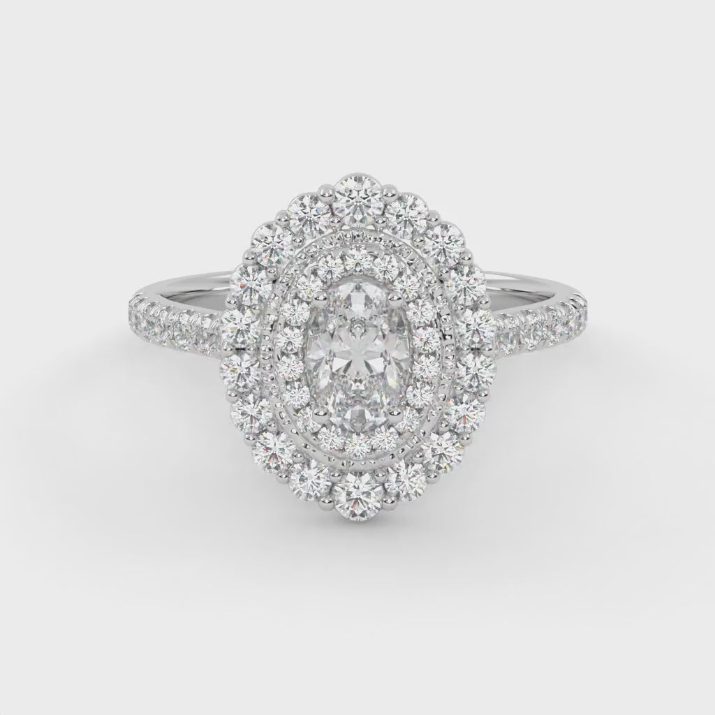 Oval & Round 1.05 Carat Double Halo Ring – IGI Certified
