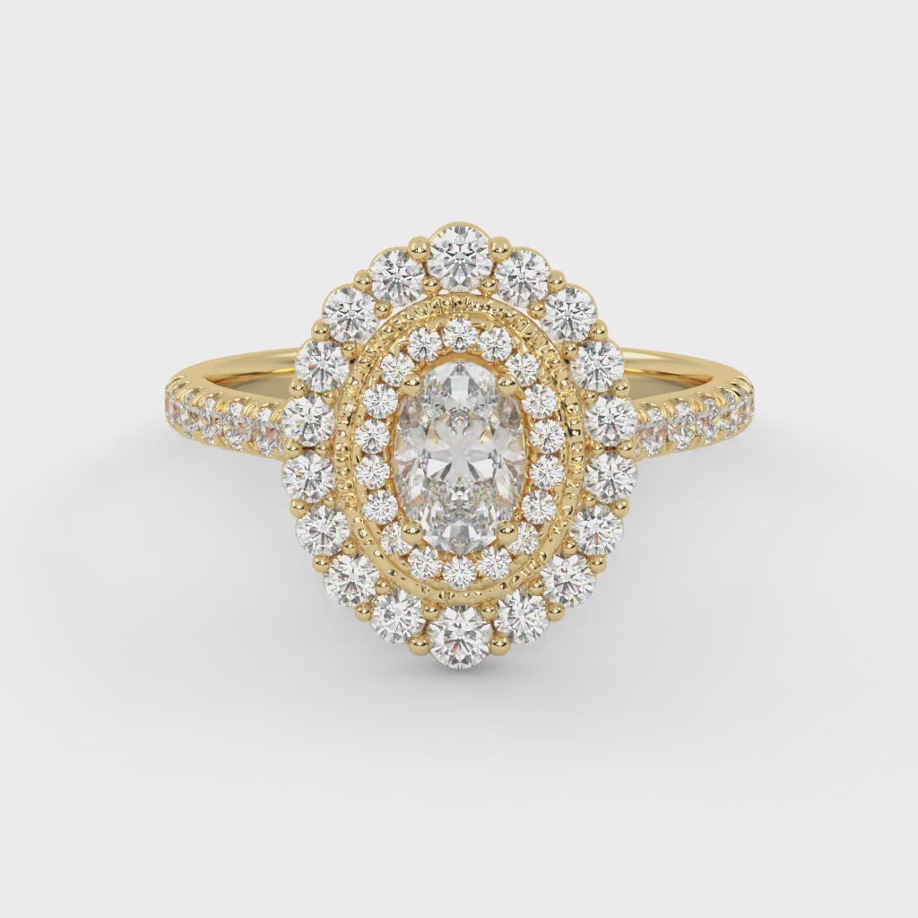 Oval & Round 1.05 Carat Double Halo Ring – IGI Certified