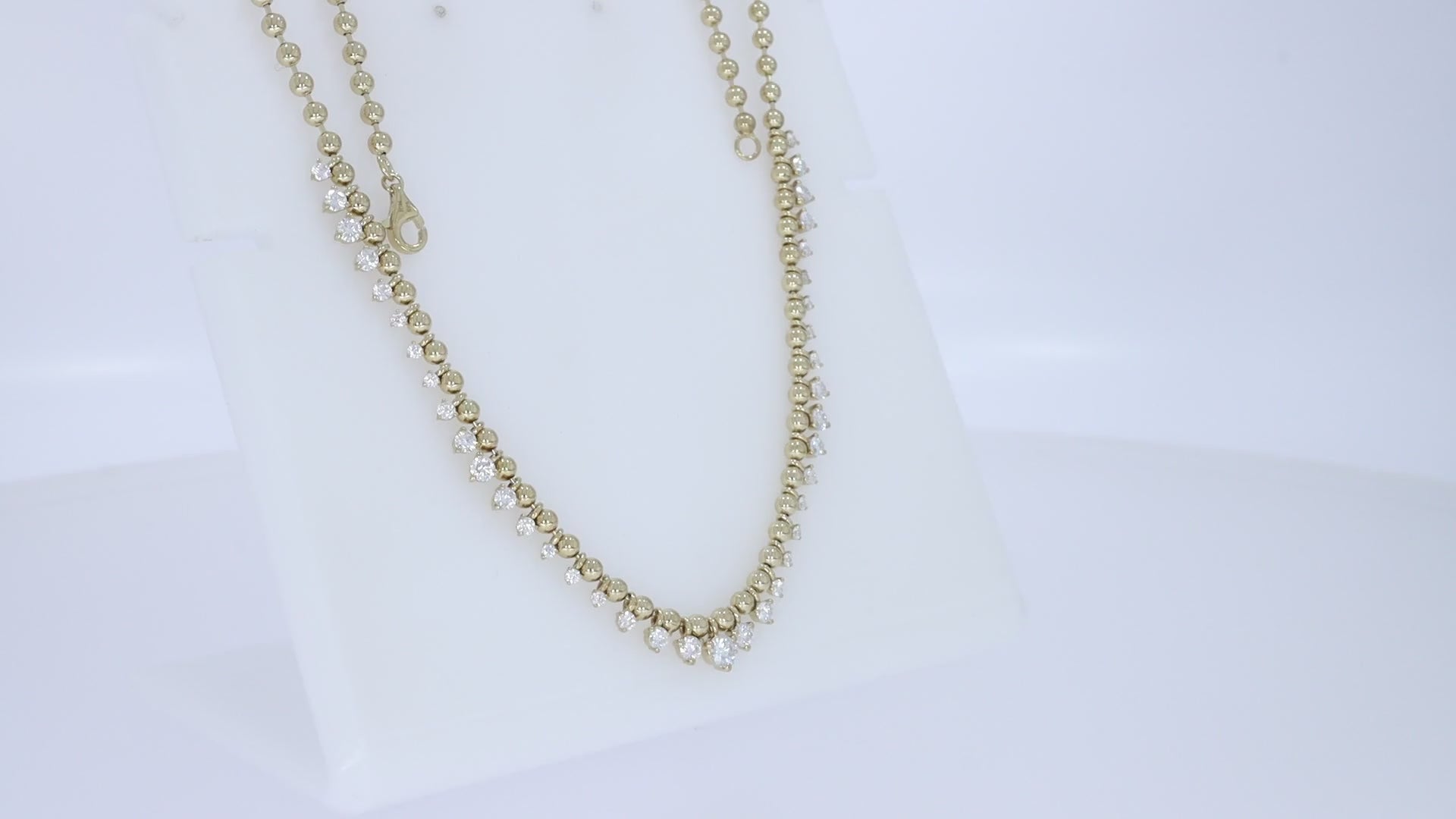KIN Necklace with 3.00MM Bead Chain in Lab Created Moissanite