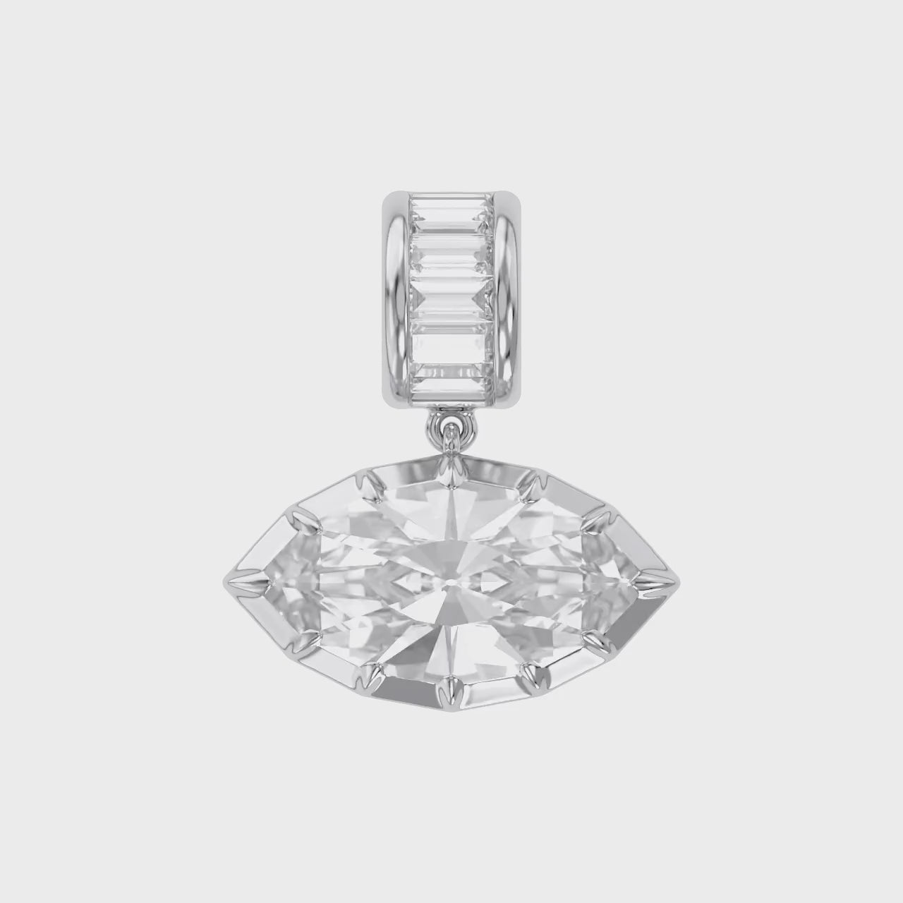 Solitaire Pendant Marquise and Baguette Lab Created Moissanite