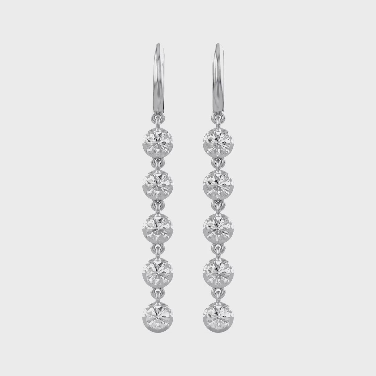 2.70 CT Round Cut Lab Grown Diamond Liner Drop Hoop Earrings