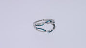 Blue White Cubic Zirconia Guard Wrap Ring for Women