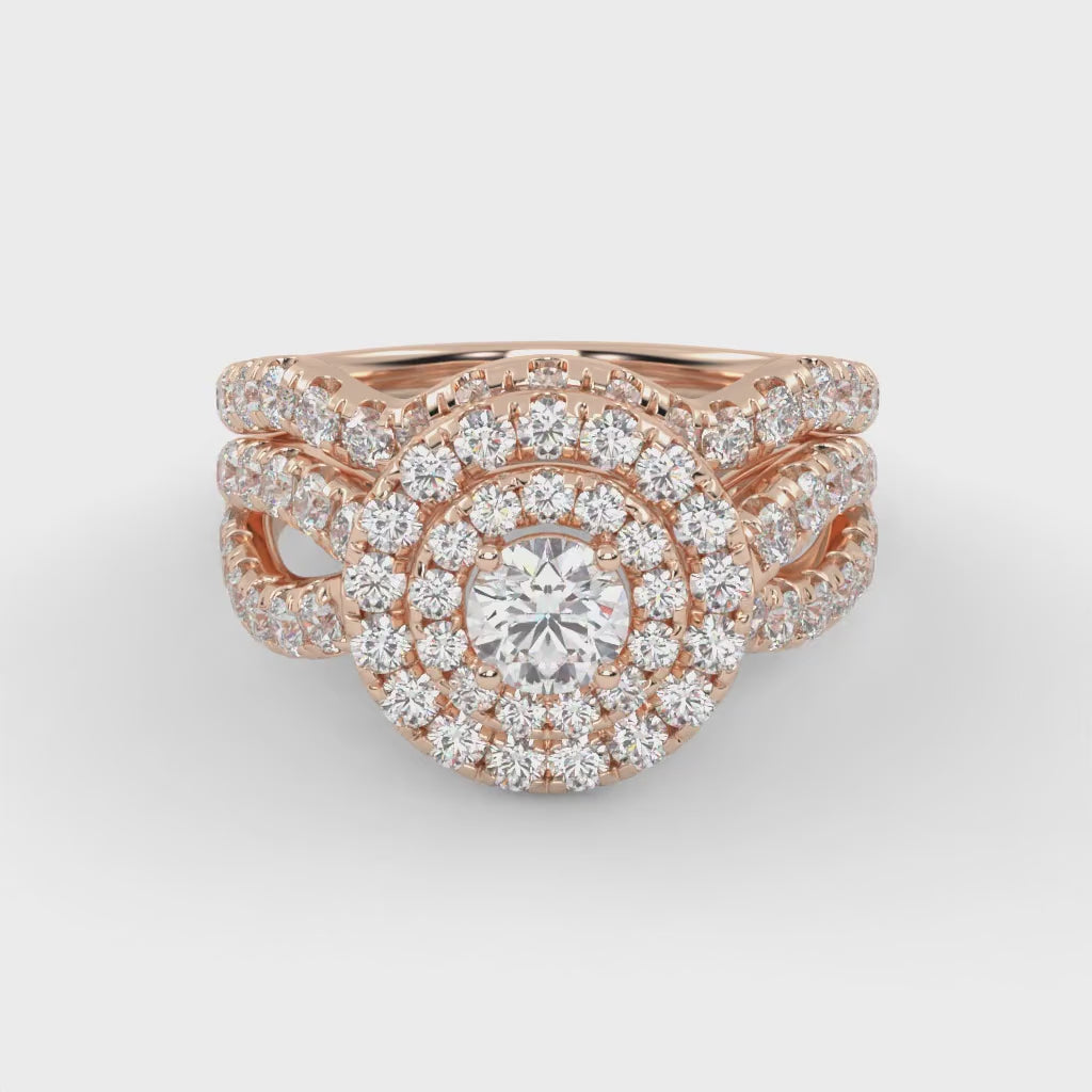 IGI Round Lab Diamond Bridal Set Ring