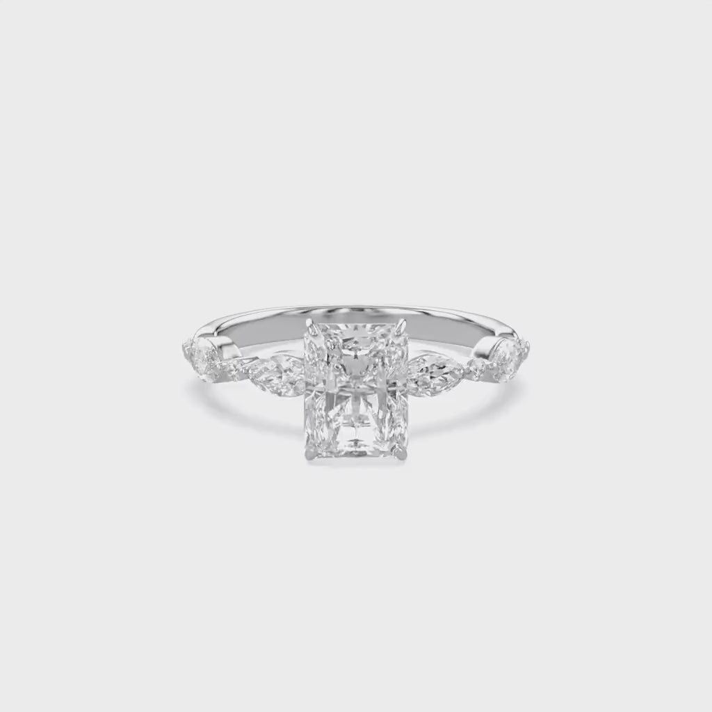 Half Eternity Solitaire Lab Grown Diamond Engagement Ring