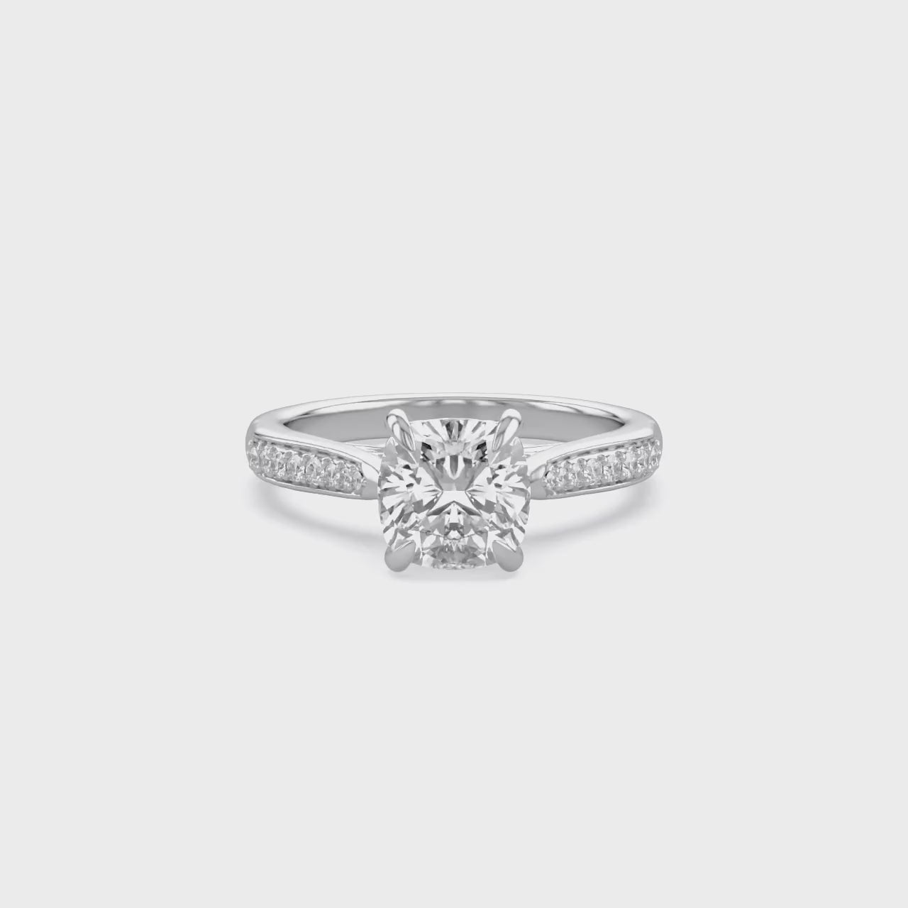 Luxury Cushion Cut Lab Grown Diamond Ring with Sparkling Side Stones