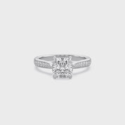 Luxury Cushion Cut Lab Grown Diamond Ring with Sparkling Side Stones