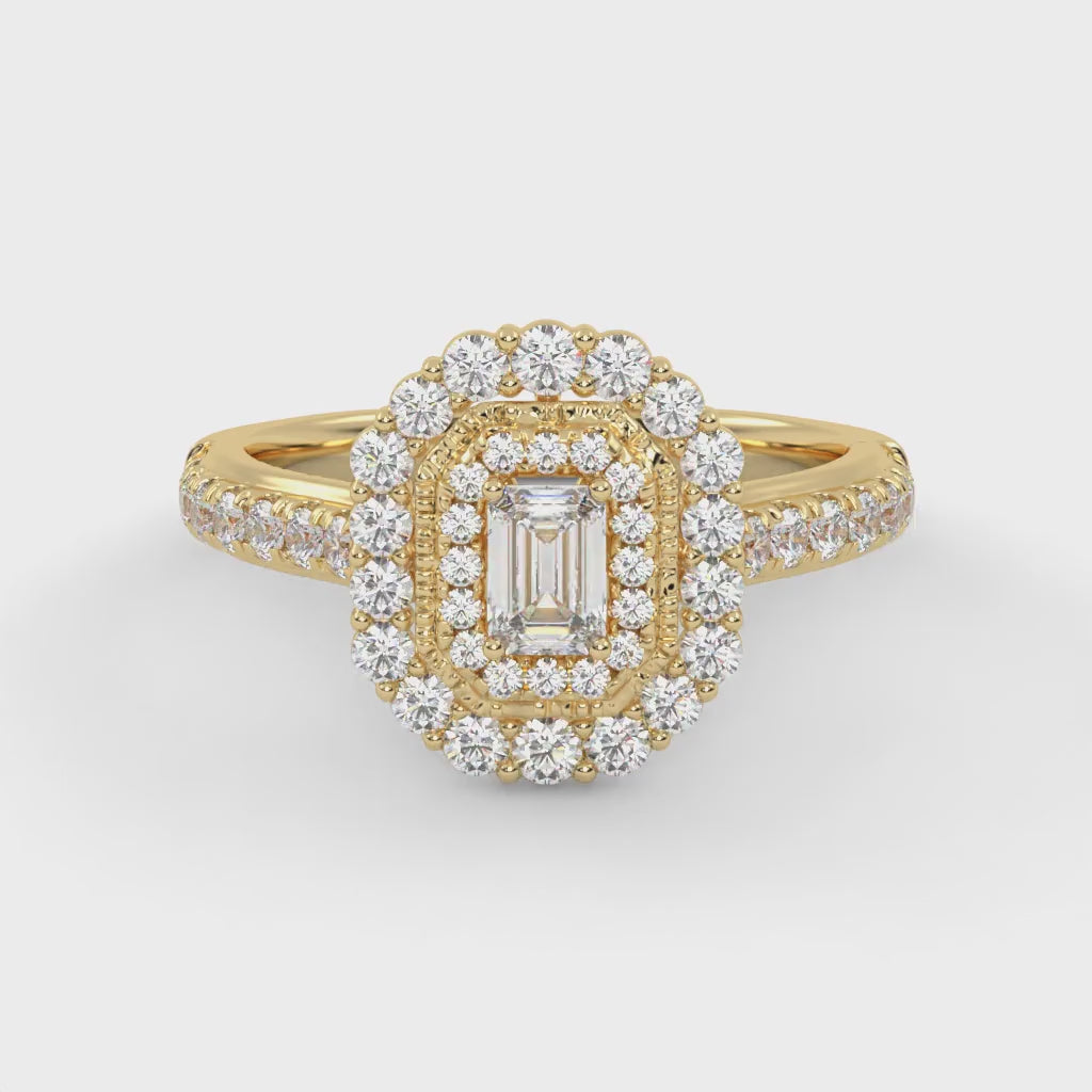 Emerald & Round 0.95 Carat Lab Diamond Ring – IGI Certified
