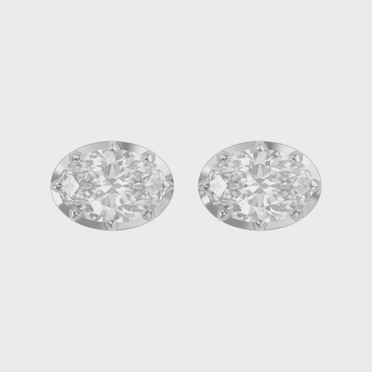 3 CT Oval Lab Grown Diamond Solitaire Georgian Setting Stud Earrings