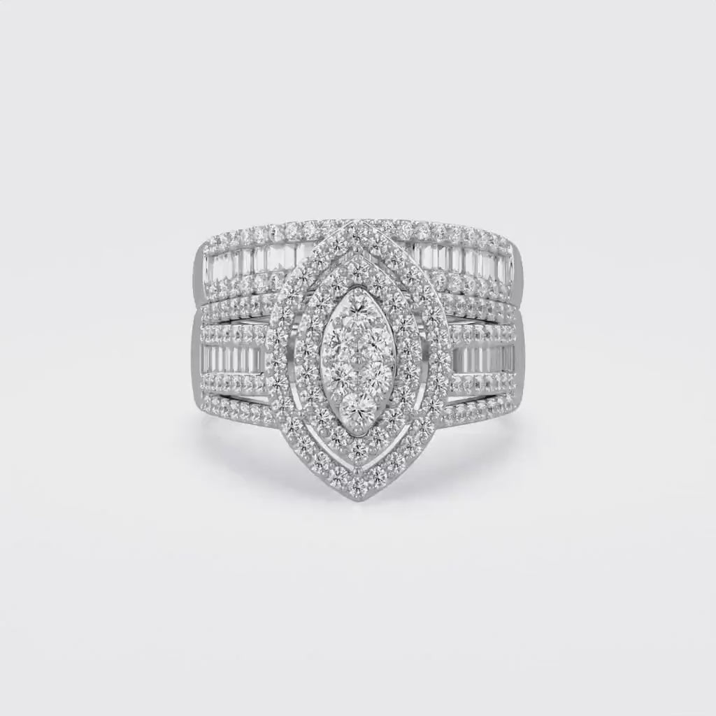 Vintage Style Bridal Set Lab Grown Diamond Ring