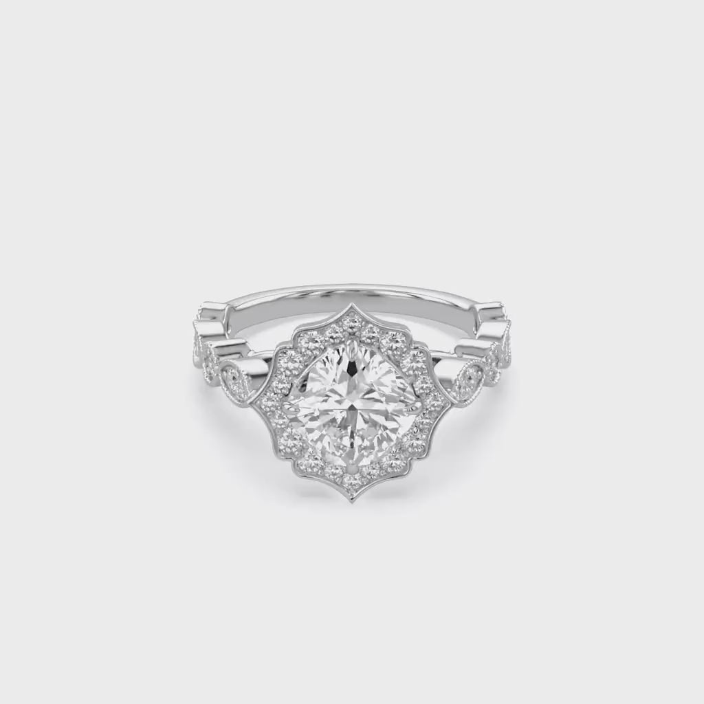 Floral Halo Lab Grown Diamond Engagement Ring