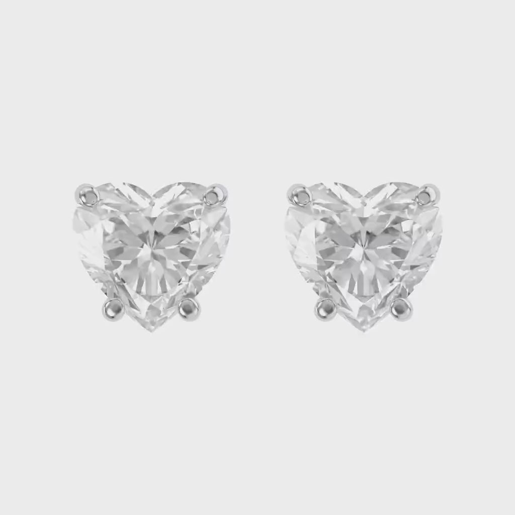 Heart Stud Earrings 2.50 Carat 7mm Lab Grown Diamond