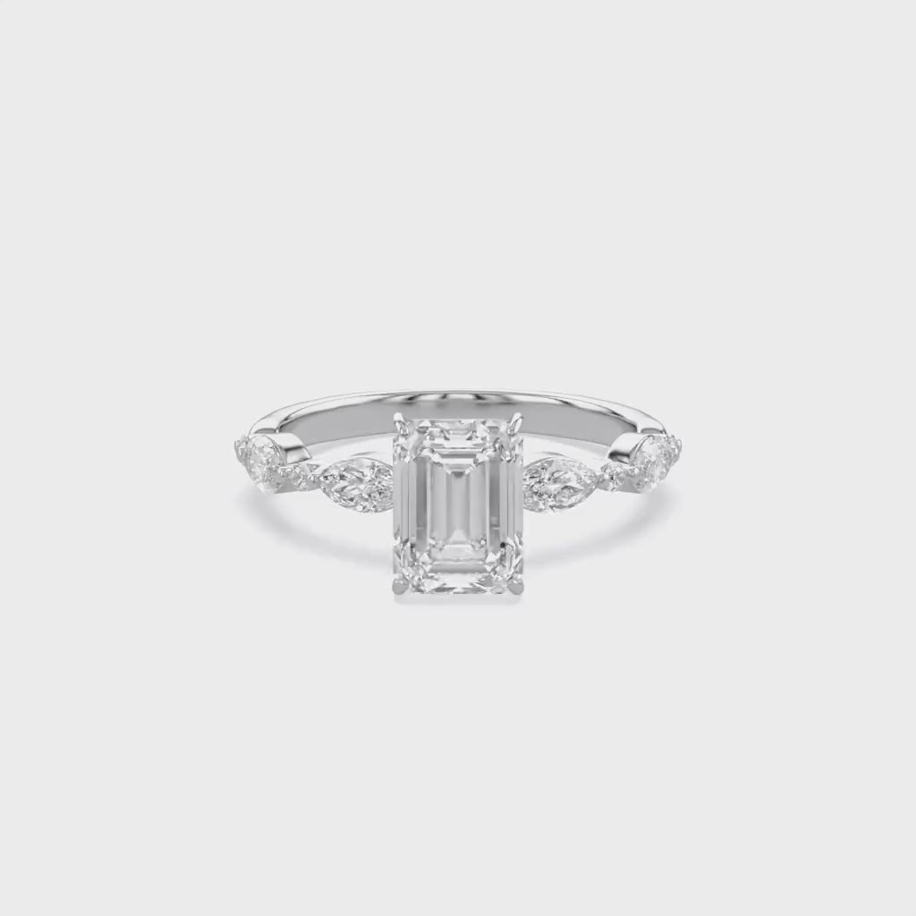Half Eternity Solitaire Engagement Lab Grown Diamond Ring