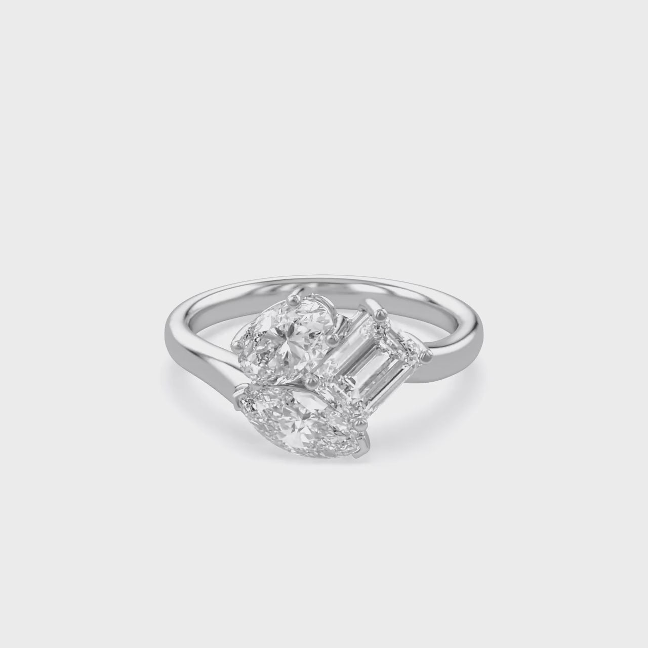 2.15 CTTW Lab Grown Diamond Toi et Moi Three stone Ring