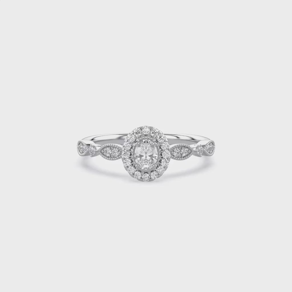 Art Dec Vintage Halo Promise Lab Grown Diamond Ring