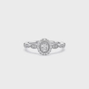Art Dec Vintage Halo Promise Lab Grown Diamond Ring