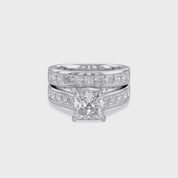 Modern Lab Grown Diamond Ring with 7mm Princess Cut Center Stone