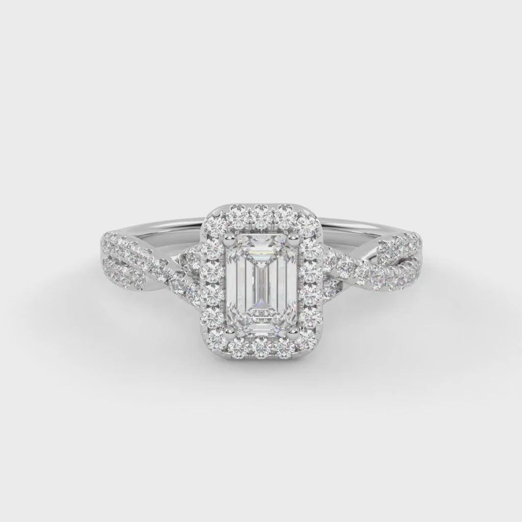 IGI Certified 1.00 Carat Emerald & Round Cut Lab Diamond Engagement Ring