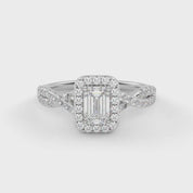 IGI Certified 1.00 Carat Emerald & Round Cut Lab Diamond Engagement Ring