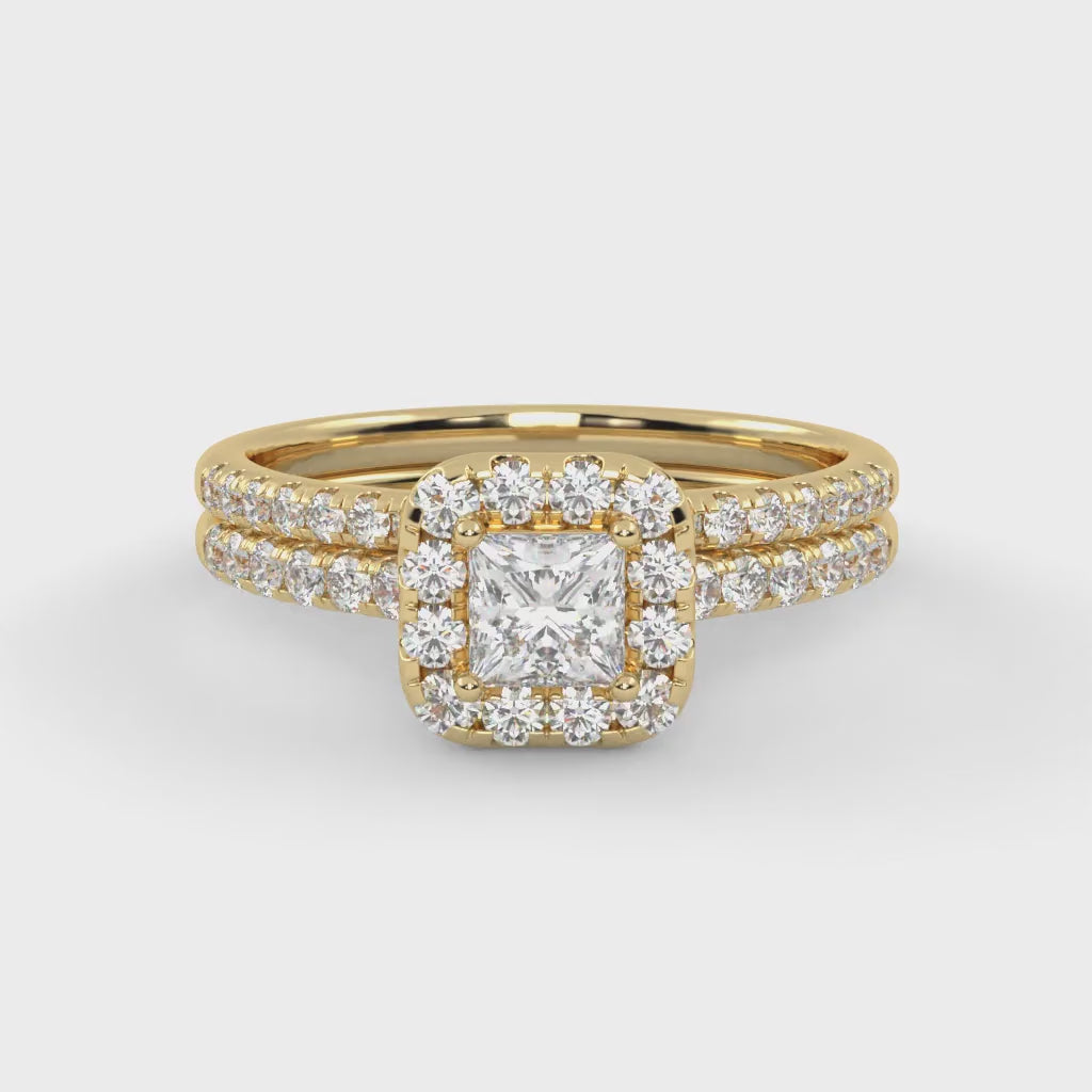 IGI Certified Princess Diamond Bridal Set Ring