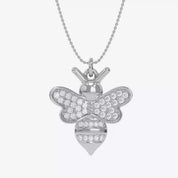 Bee Bumblebee White Cubic Zirconia Pendant Necklace