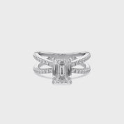Vivien Emerald Cut Criss Cross Lab Grown Diamond Engagement Ring