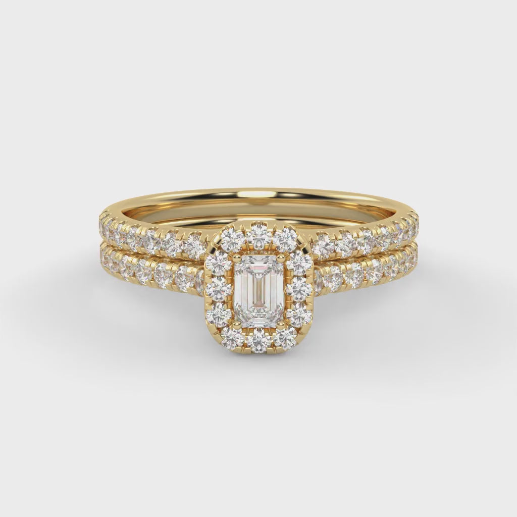 IGI Certified Lab Diamond Half Eternity Halo Bridal Set Ring