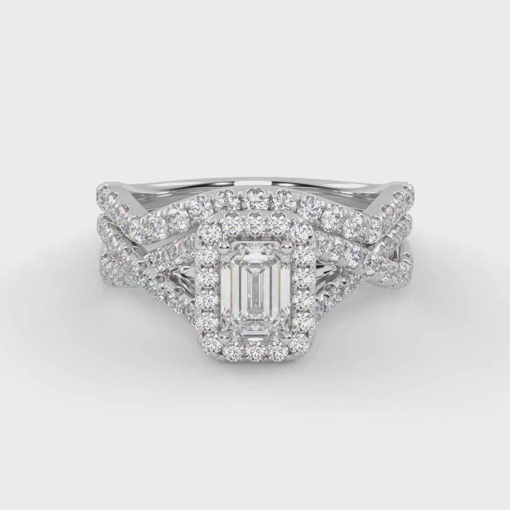 IGI Certified Infinity Halo Solitaire Bridal Set Ring