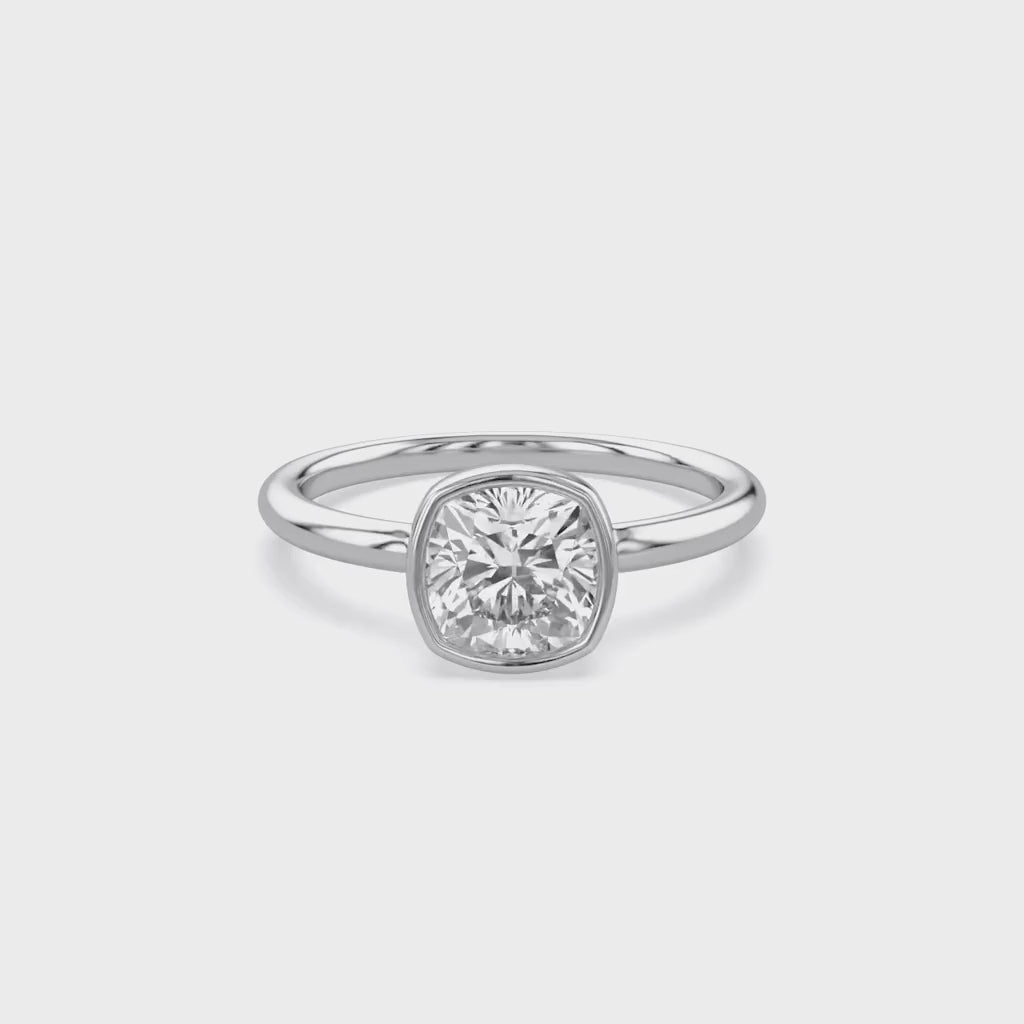 Bezel Set Solitaire Lab Grown Diamond Engagement Ring