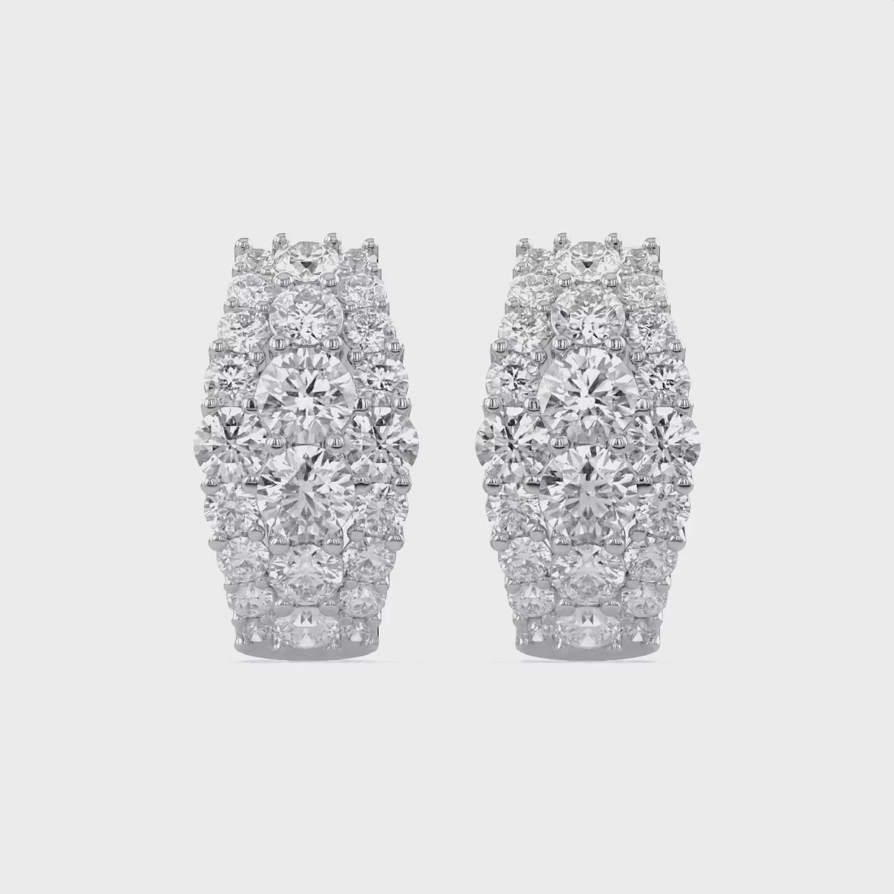 Triple Row Lab Grown Diamond Hoop Earrings
