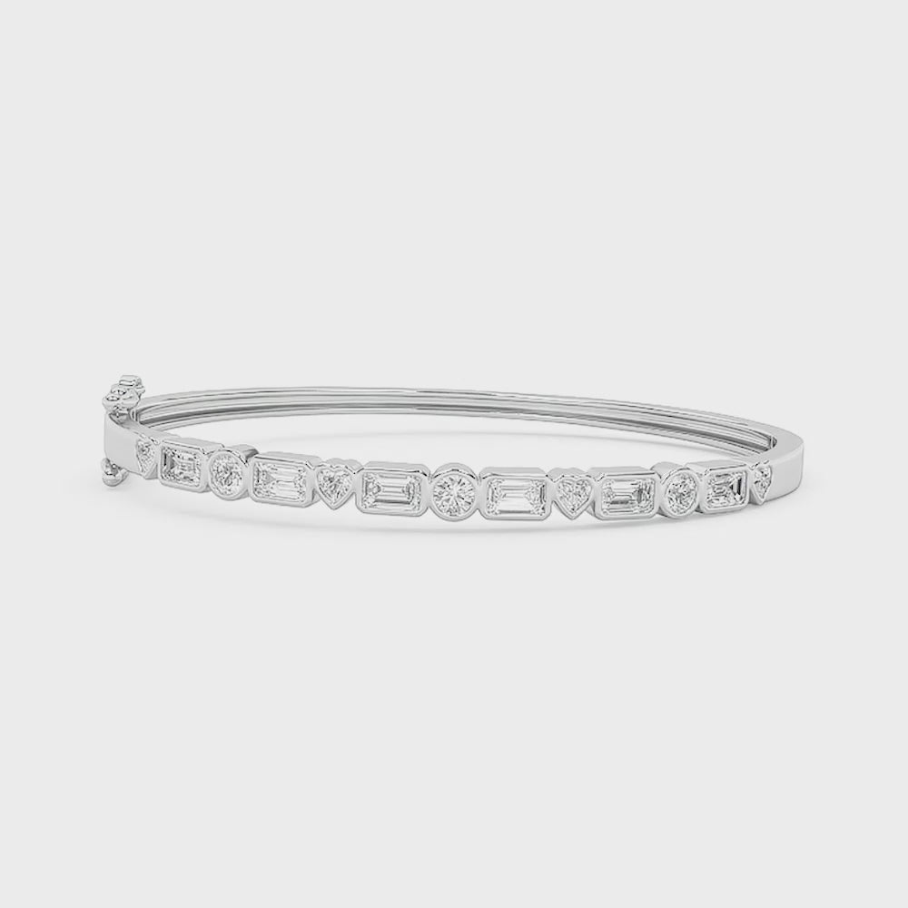 Tennis Bangle Bracelet Multi Shape In Lab Created Moissanite