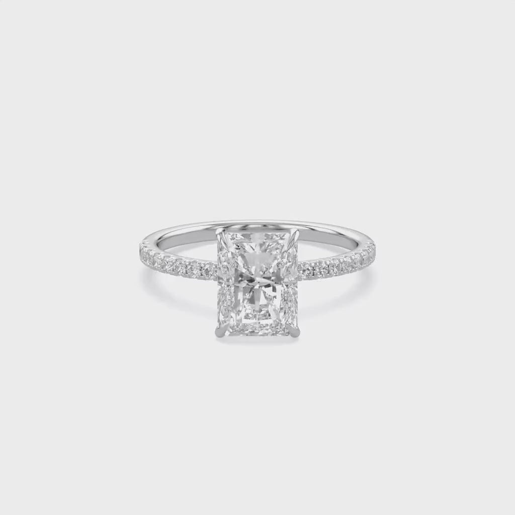 Hidden Halo Solitaire Engagement Lab Grown Diamond Ring