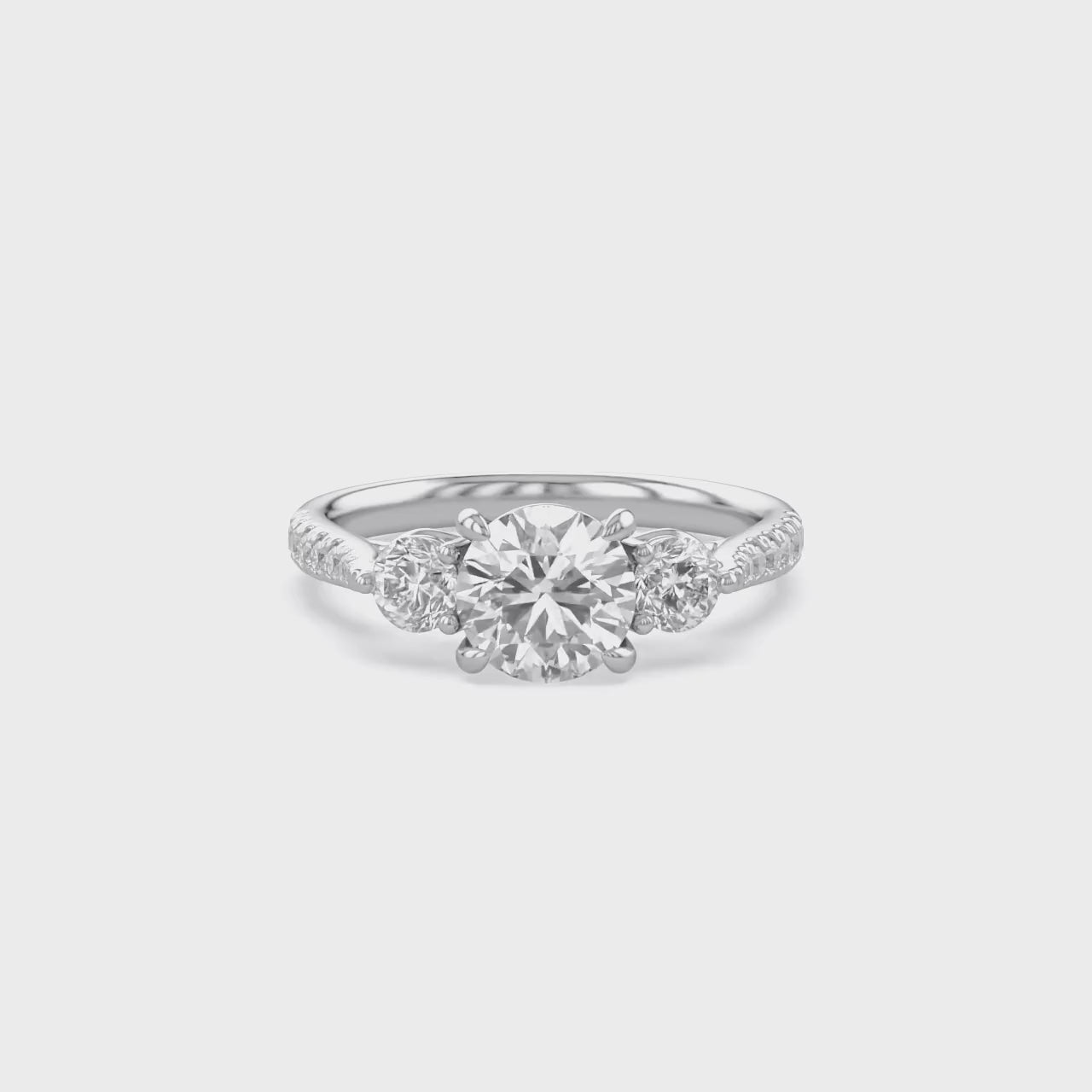 1.75 CT Three Stone Round lab Grown Diamond Engagement Ring
